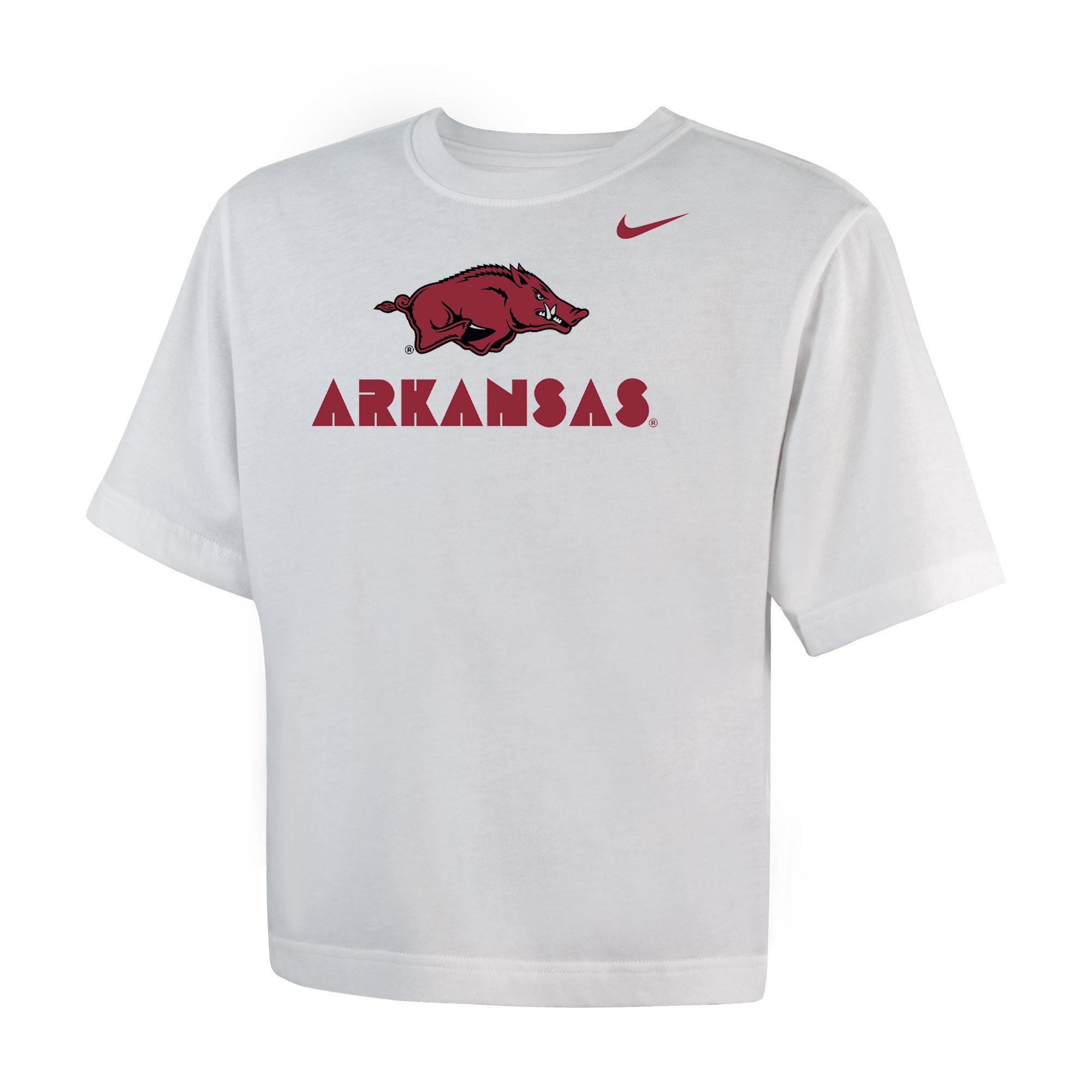 image of: Arkansas Razorbacks Nike Girls Short Sleeve Boxy Short Sleeve Tee