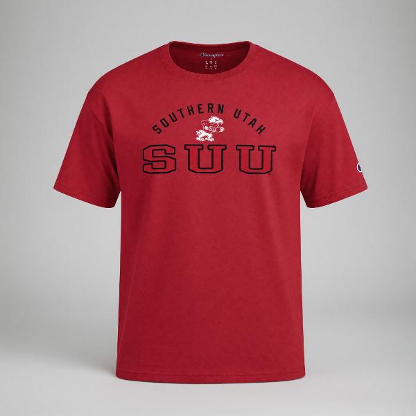 CHAMPION TEE RED S/S FIGHTING BIRD SUU; $19.99