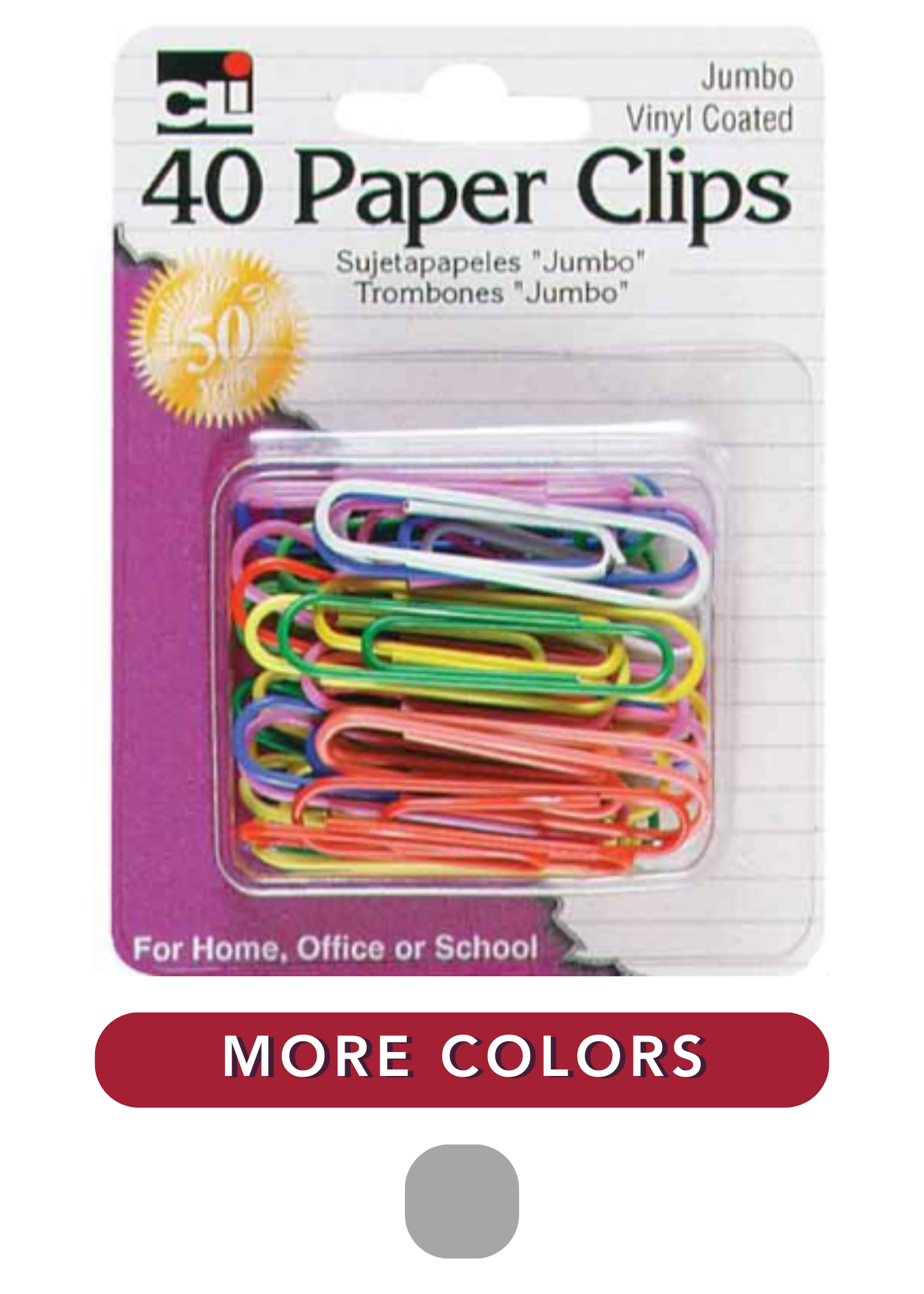 image of: Charles Leonard Jumbo Paper Clips, 40 Pack