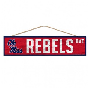 image of: Ole Miss Rebels Avenue Wood Sign with Rope 4x17