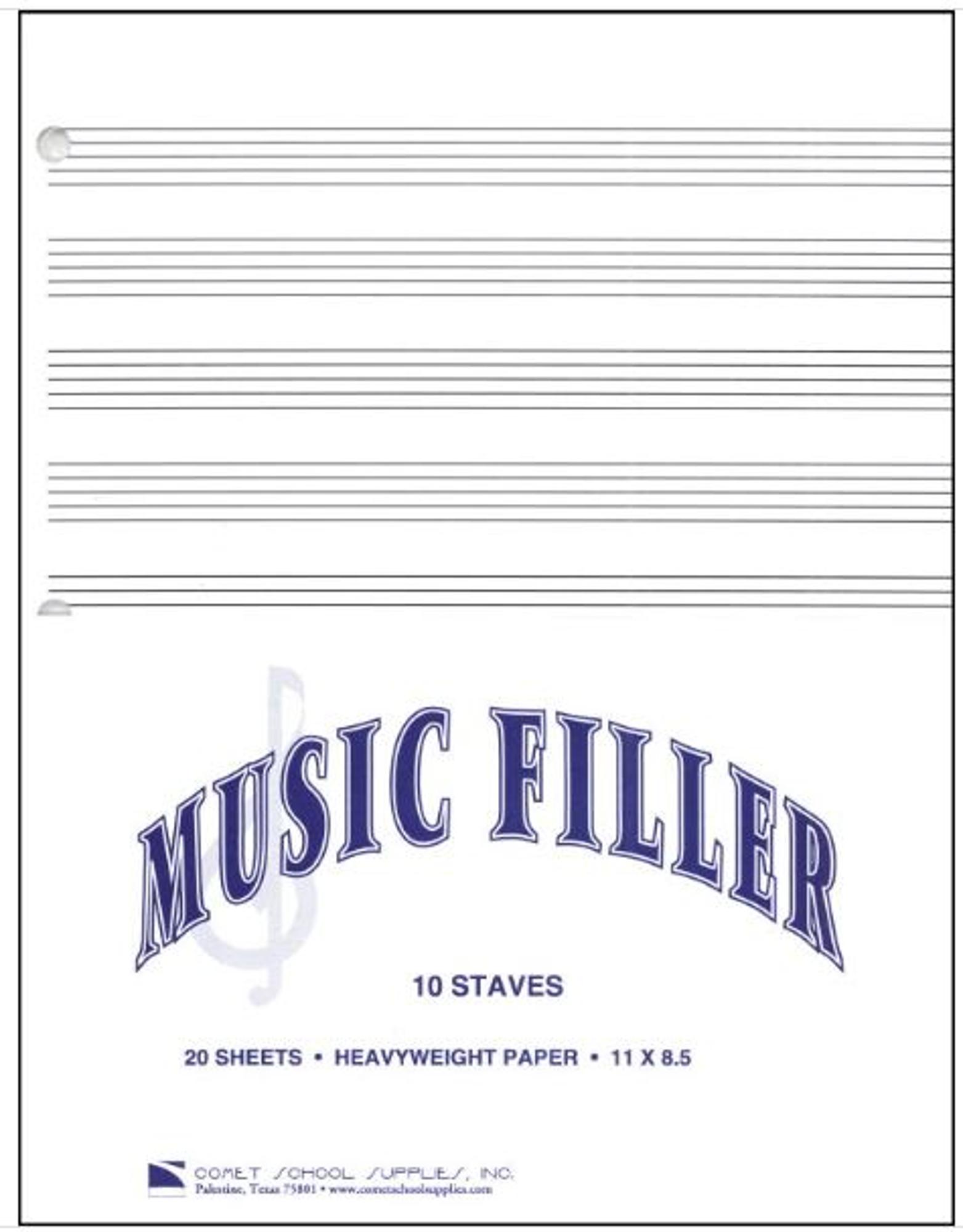 image of: Music Filler 10 Staves 20 sheets