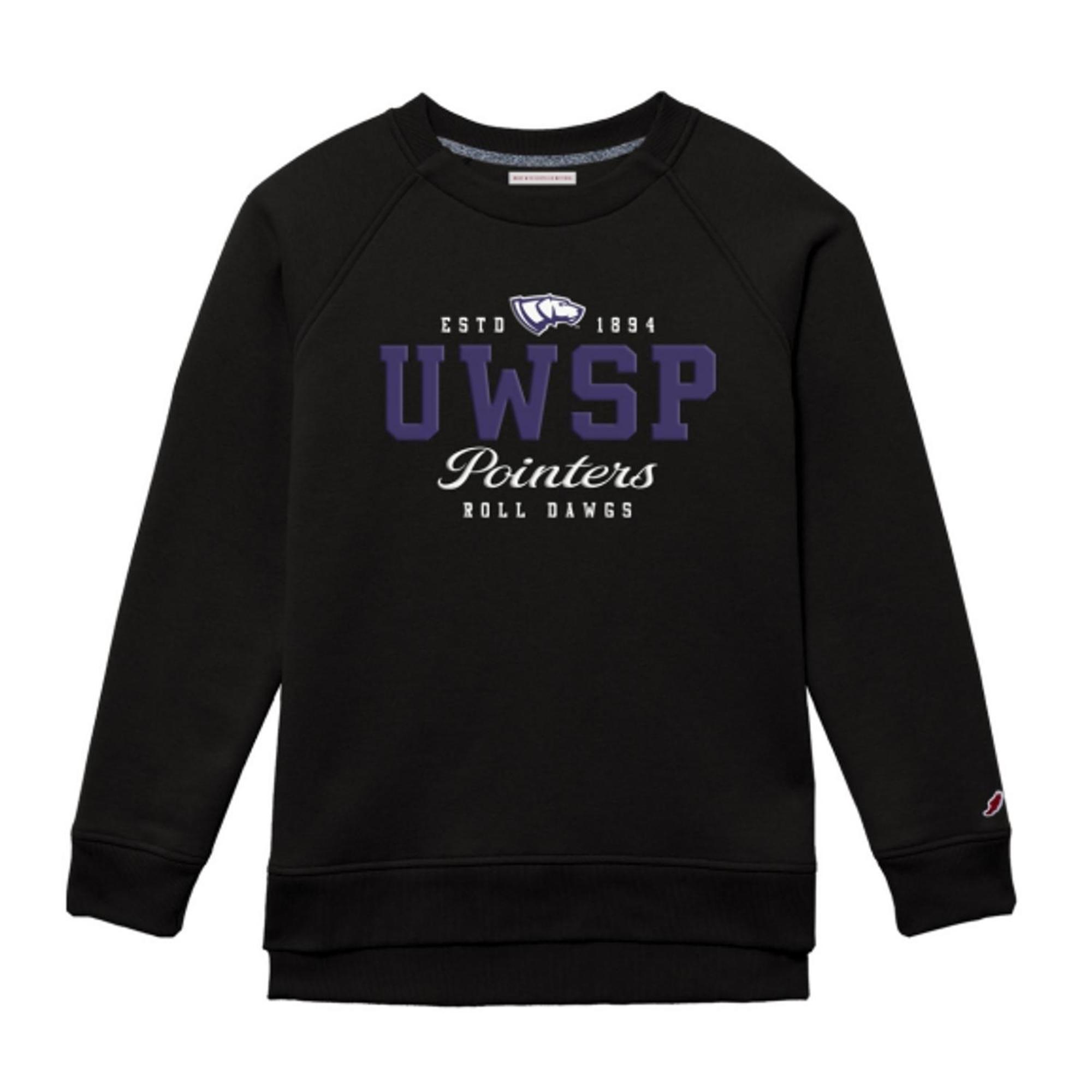 Product image 1 of 1 for UWSP Women's 1991 Crewneck Sweatshirt, UWSP Pointers Logo, True Black