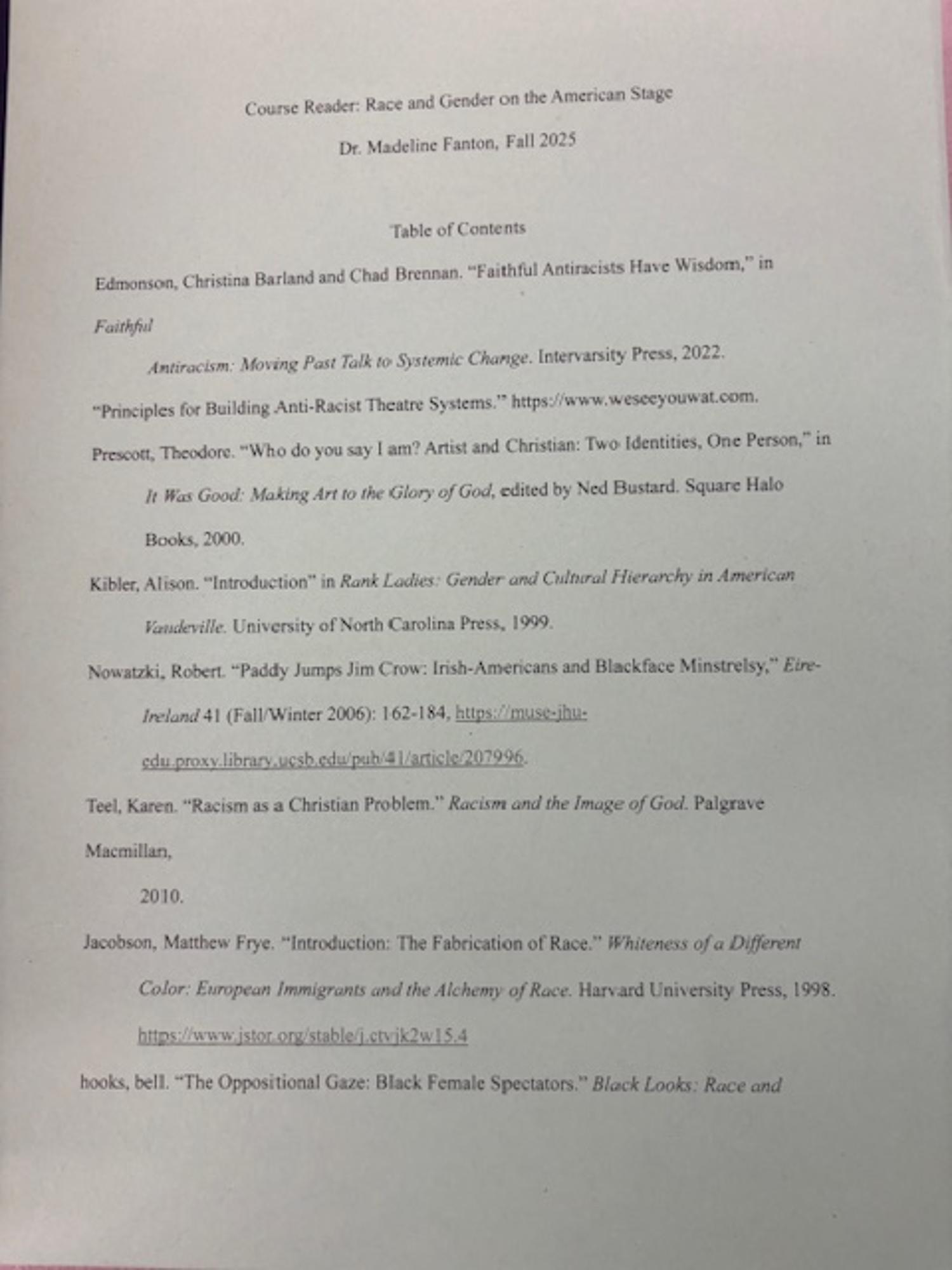 Cover image for F25 TA 140 Fanton Reader (Race & Gender)