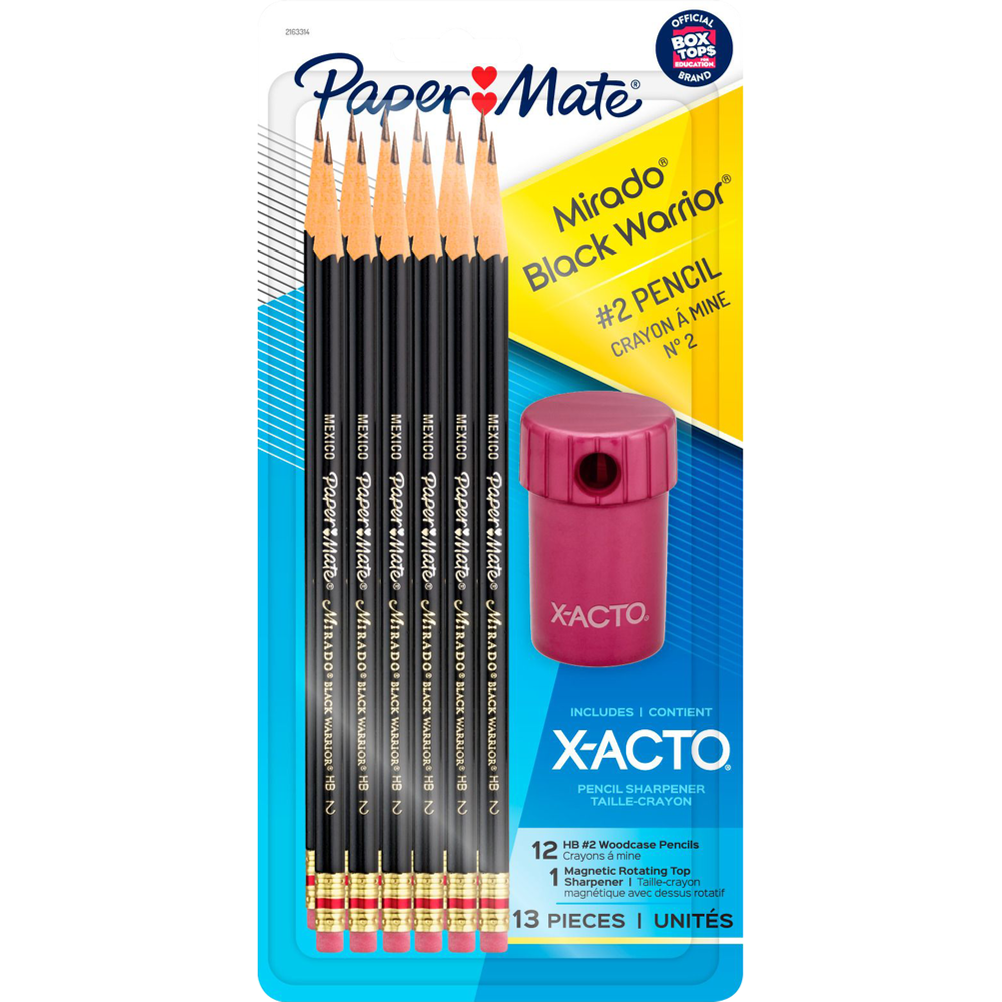 image of: Paper Mate Mirado #2 Woodcase Pencils with X-ACTO Sharpener - Black 12Pk BP