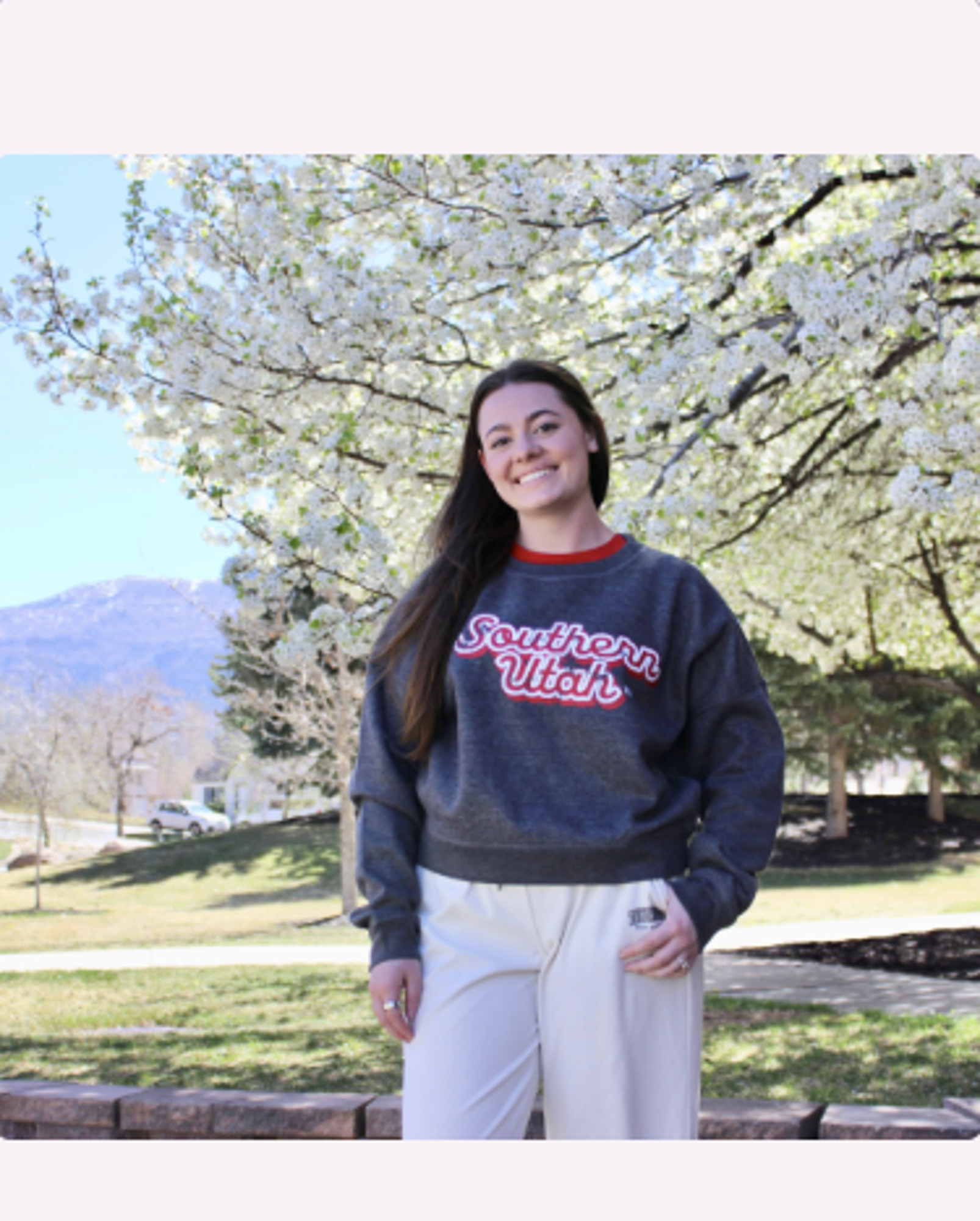Variant 2 of 2 for MV Sport Women’s Crewneck – Charcoal, Southern Utah Print