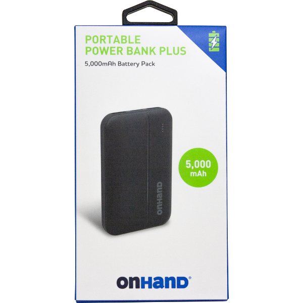OnHand Portable Power Bank - Black 5000mAh; $19.99