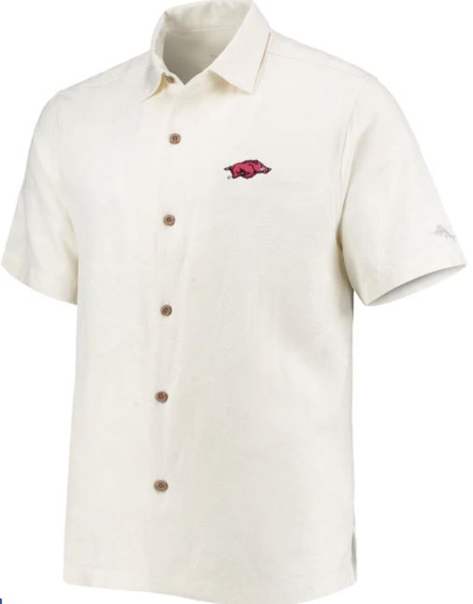image of: Arkansas Razorbacks Tommy Bahama Sport Tropic Isles Camp Shirt - Chili Pepper and Continental