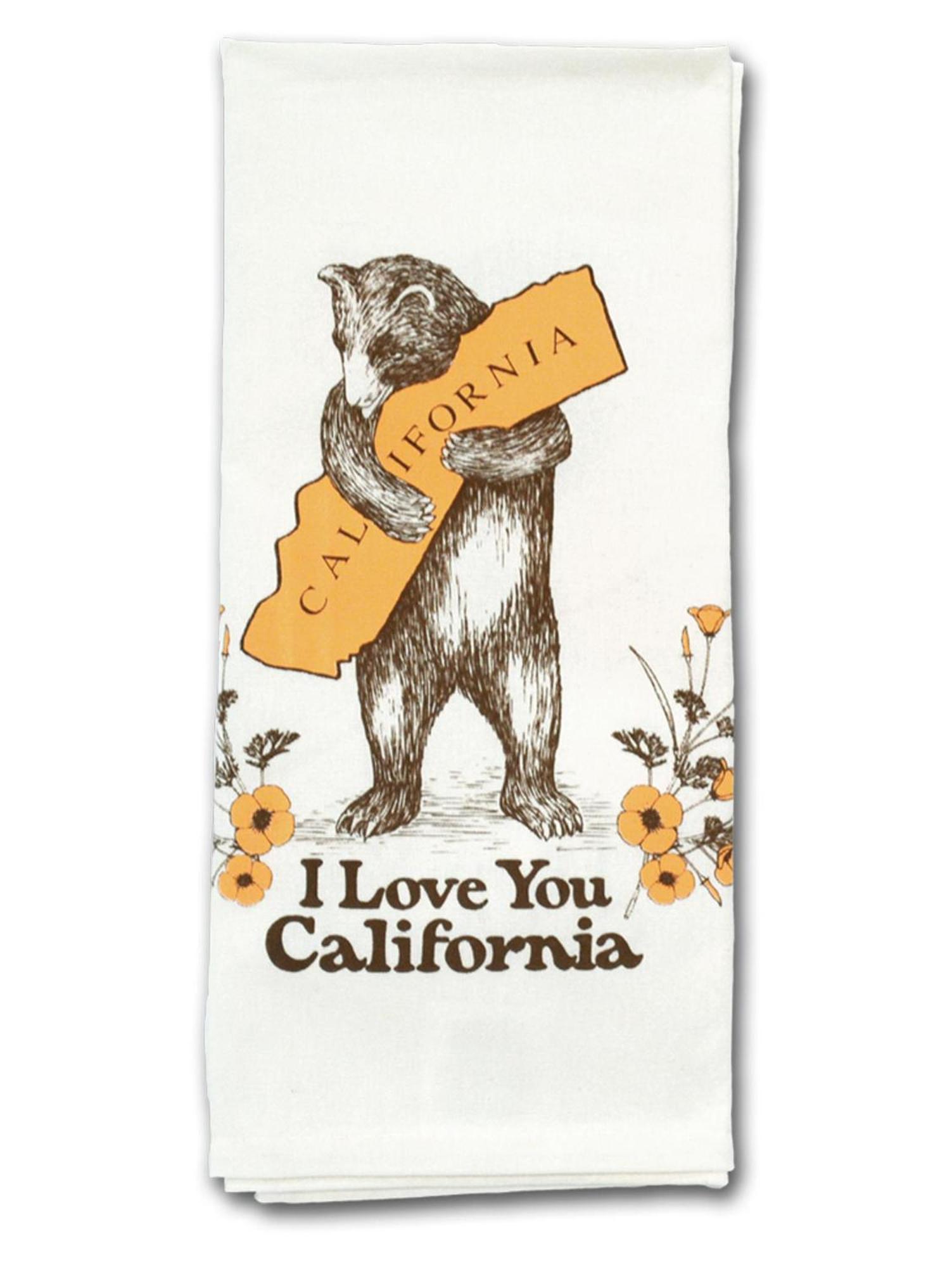 Product image 1 of 1 for California Bear and Poppies Canvas Tea Towel, Natural