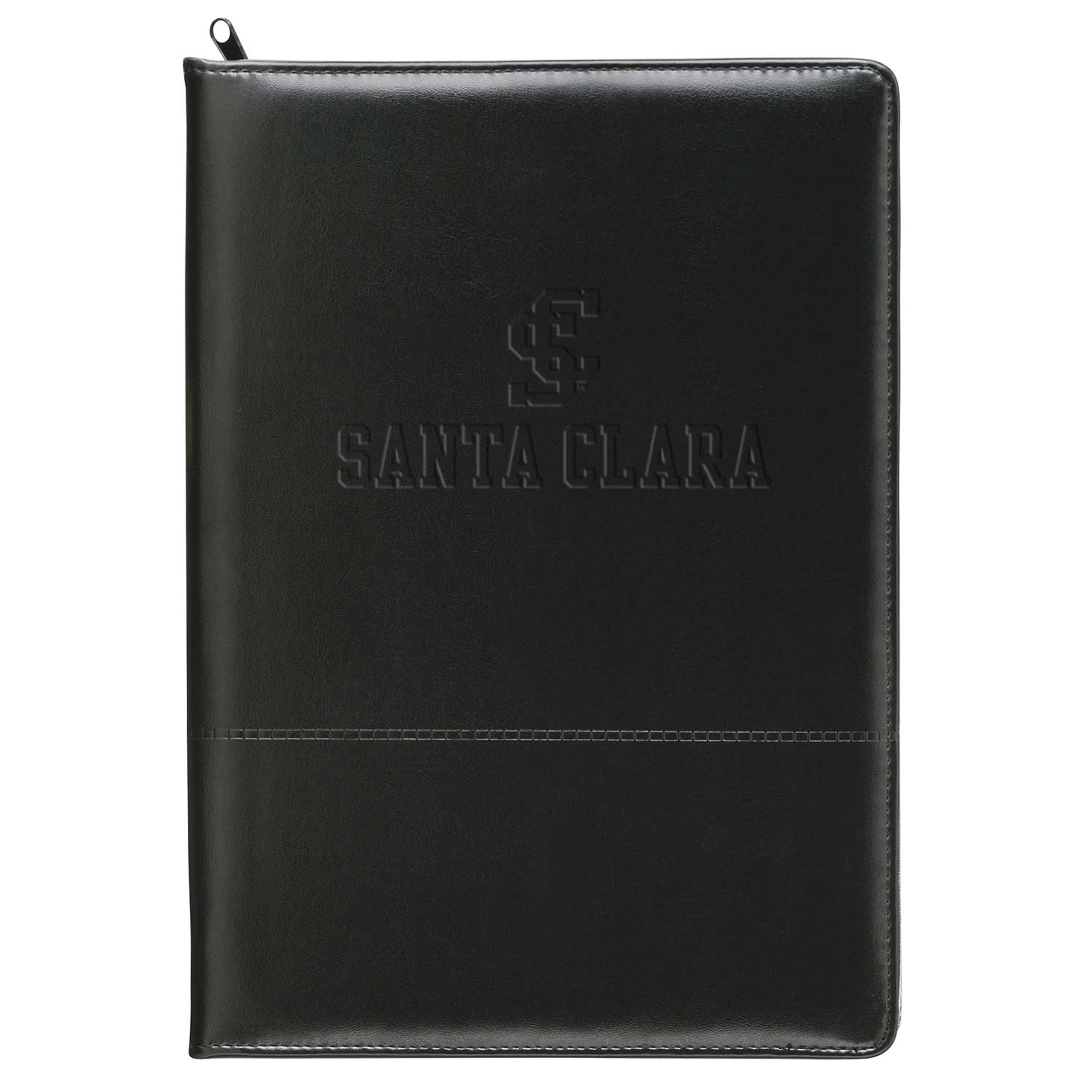 image of: Santa Clara University Script Zippered Padfolio, Black