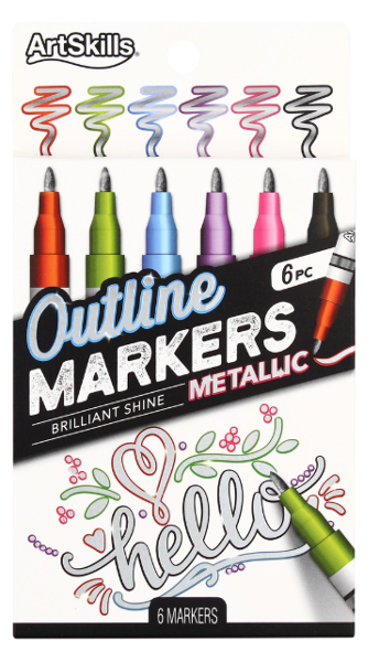 Art Skills - Outline Metallic Permanent Markers - 6pk; $9.99