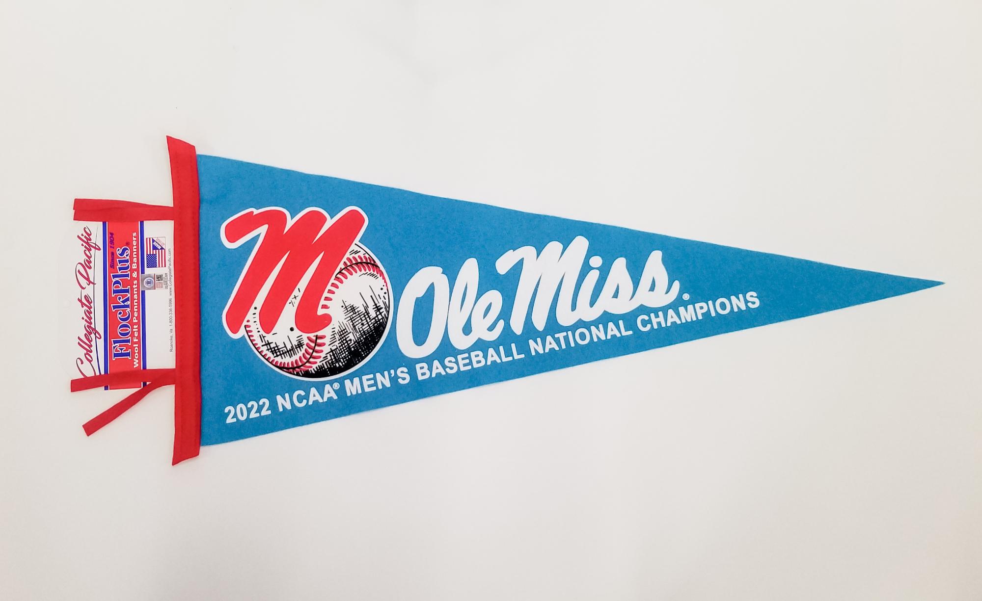 image of: Ole Miss Baseball 2022 NCAA Mens Baseball National Champions Wool Pennant