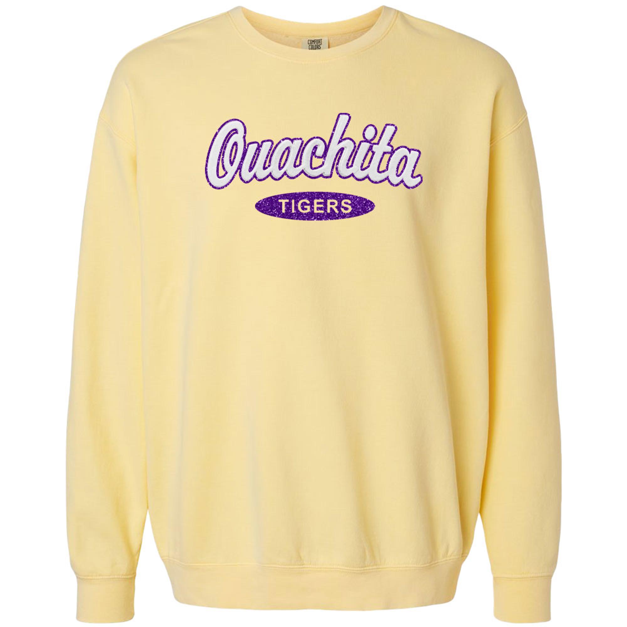 Product image 1 of 2 for Ouachita Tigers Comfort Colors Bling Script Lighweight Fleece Crew
