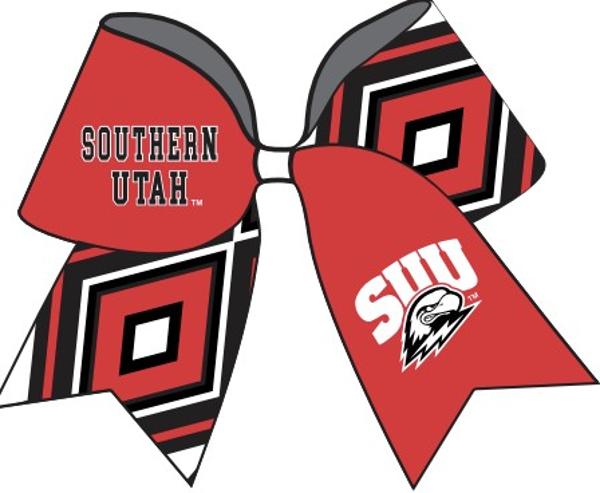 CHEER RIBBON BARRETTE RED/BLACK SUU SPIRIT; $15.99