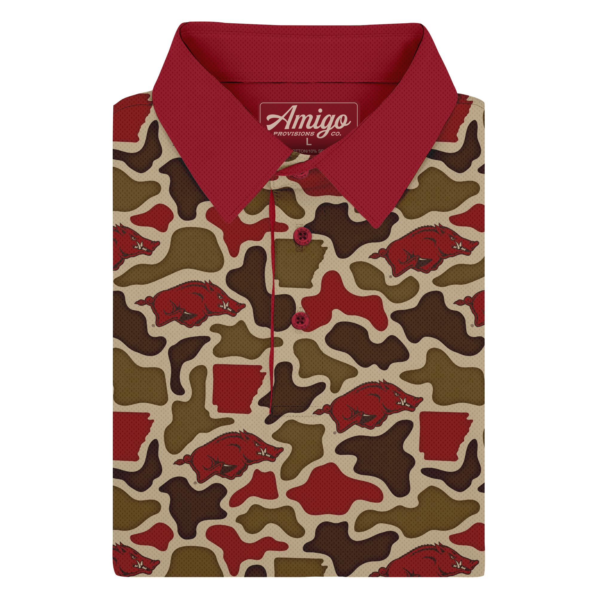 image of: Arkansas Razorbacks Range Camo Short Sleeve Polo