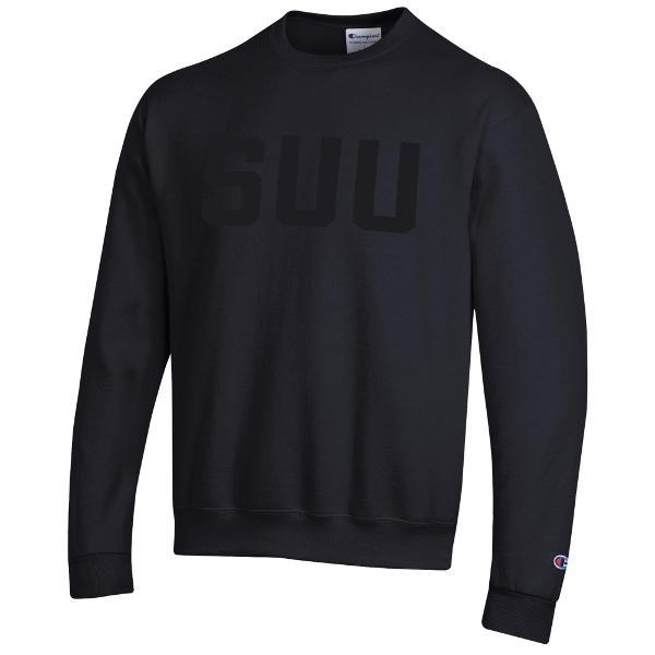 CHAMPION CREW BLACK   SUU   BLACK ON BLACK; $49.99