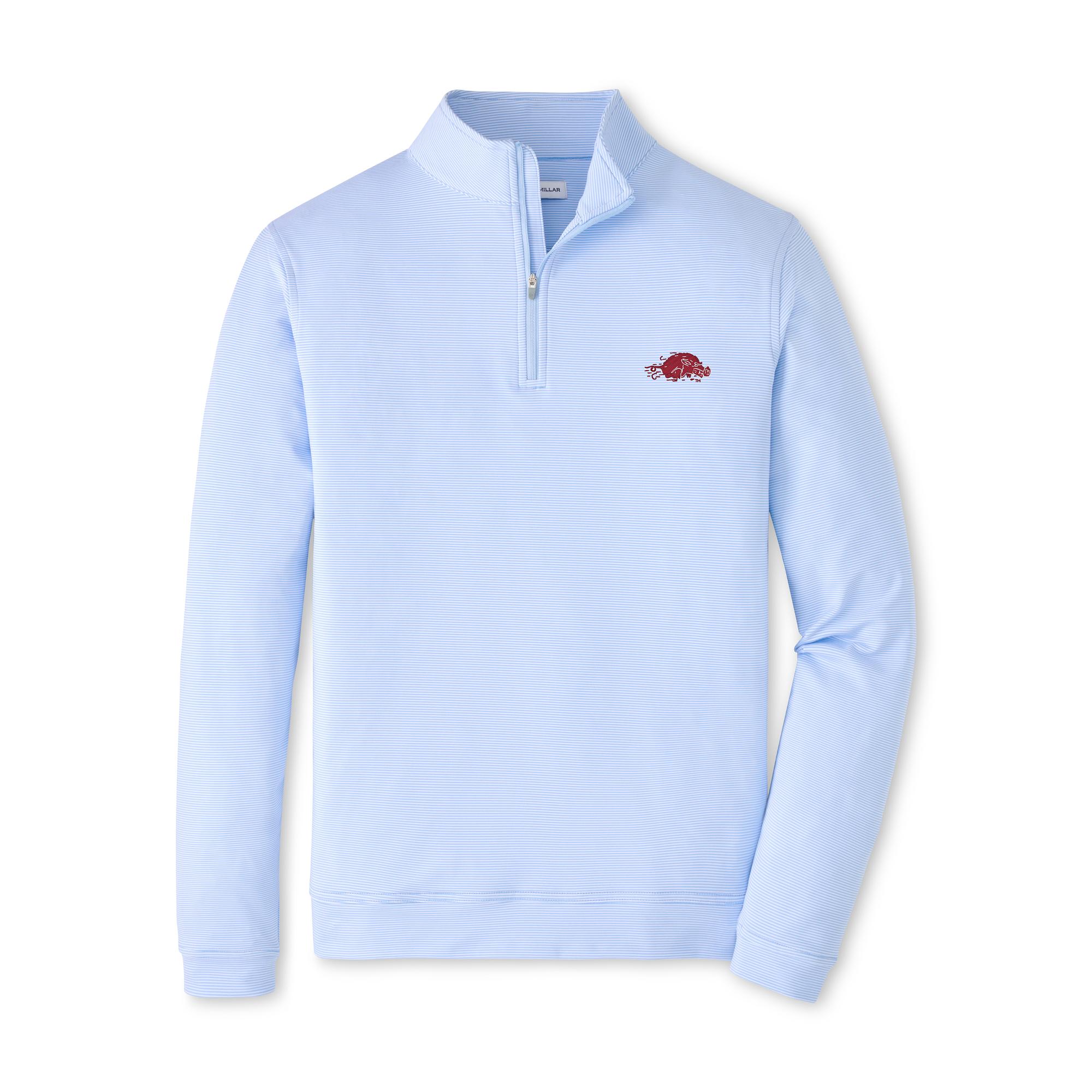 Product image 1 of 1 for Arkansas Razorbacks Peter Millar Perth Sugar Stripe Performance 1/4 Zip - Vault Slobber Hog