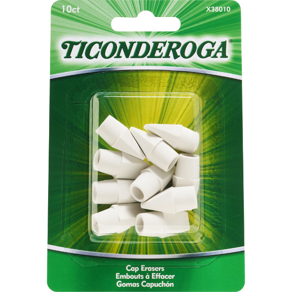 Ticonderoga Pencil Eraser Caps, 10 Pack, White; $1.98