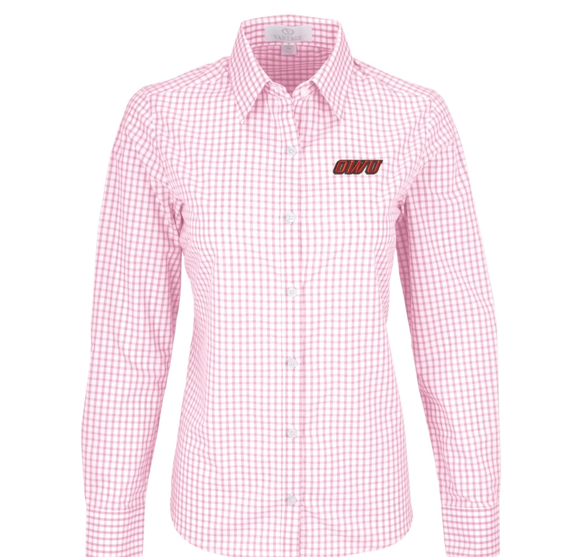 Product image 1 of 2 for Owu Long Sleeve Button Down Gingham Check Pink/White