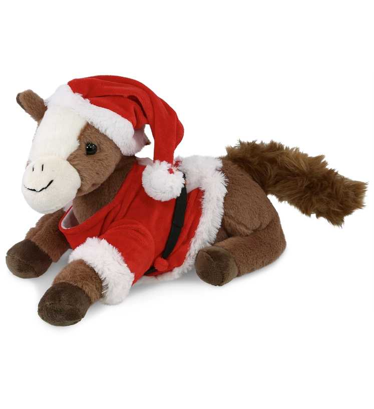 Product image 1 of 1 for 12in Lying Down Brown Horse with Santa Outfit
