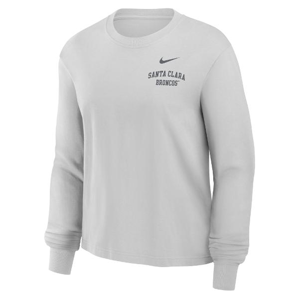 Santa Clara Broncos Nike Women's Boxy Long Sleeve Tee, Neutral Grey; $60.00