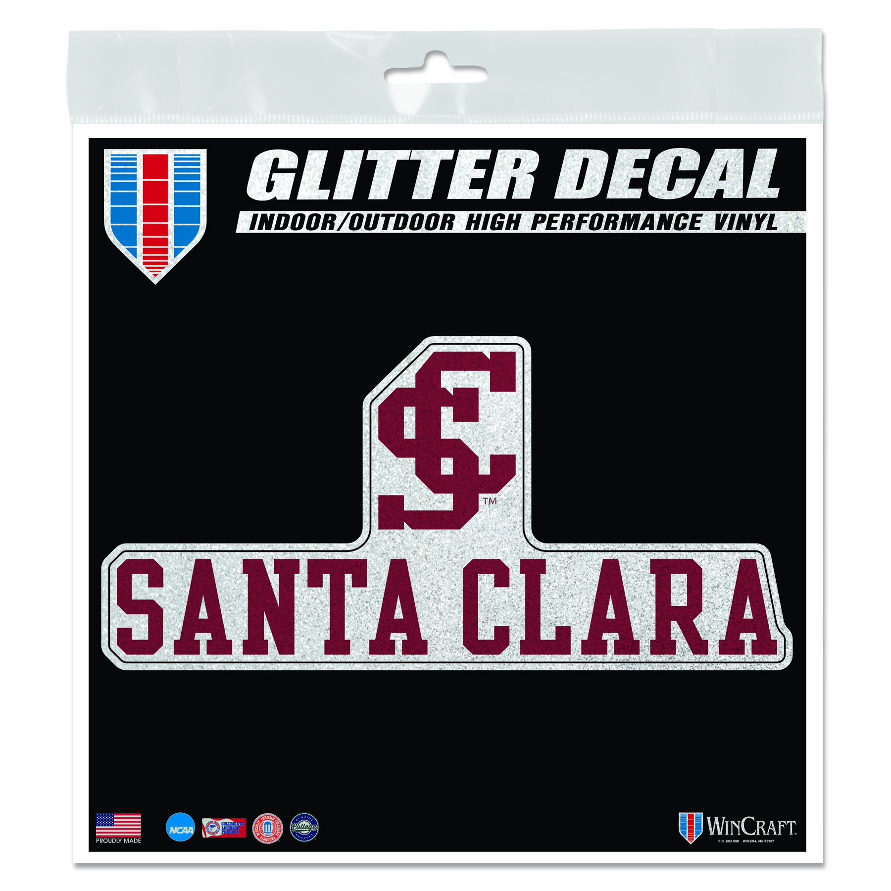 image of: Santa Clara Broncos 6in x 6in Glitter Perfect Cut Decal