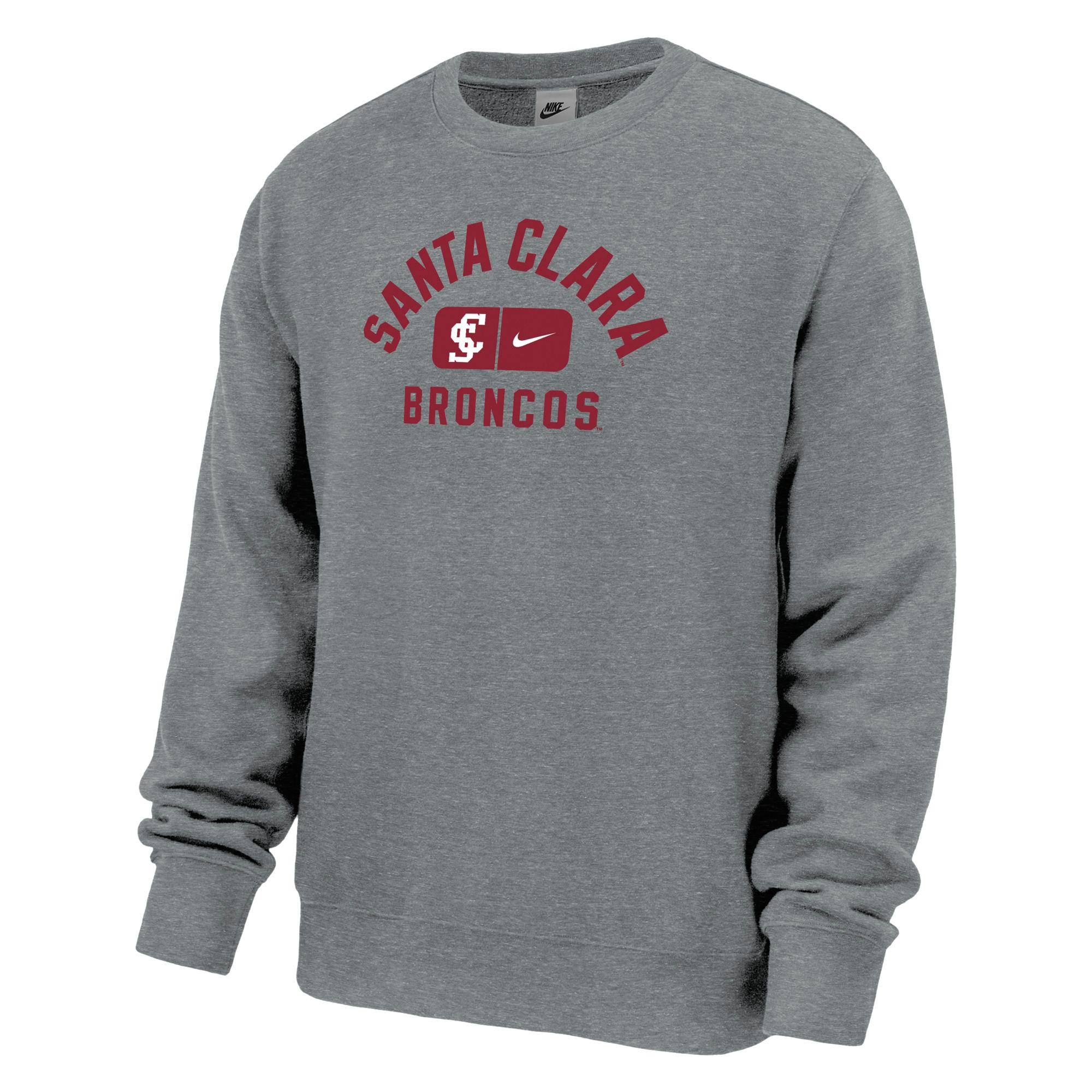 Product image 1 of 1 for Santa Clara Broncos Nike Club Fleece Crew, Dark Heather
