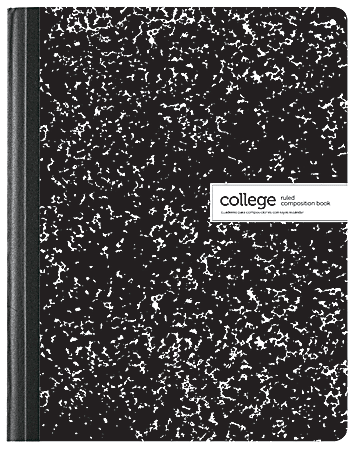 image of: Office Depot® Brand Composition Book, 7-1/2" x 9-3/4", College Ruled, 200 Pages (100 Sheets), Black/White