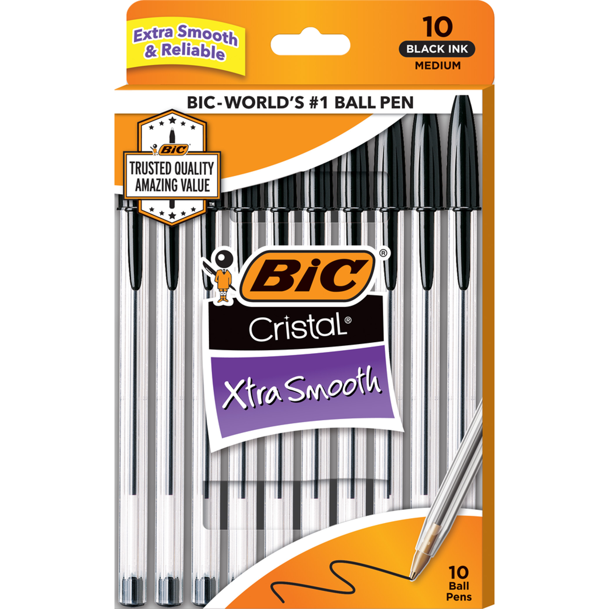 Product image 1 of 3 for BIC Cristal Xtra Smooth Stic Ballpoint Pen 1.0mm 10Pk