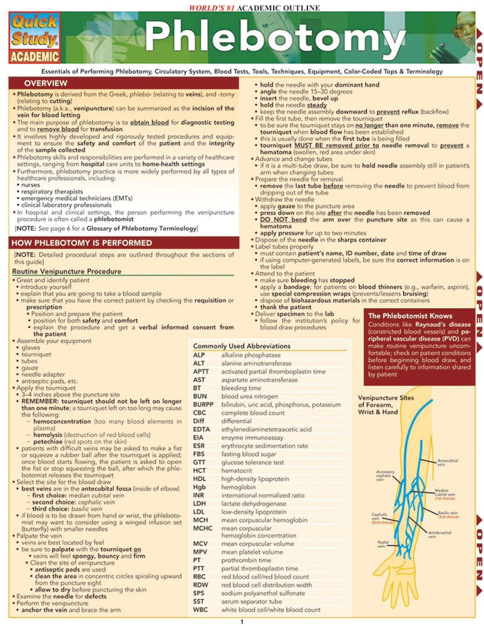 Cover image for PHLEBOTOMY QUICKSTUDY