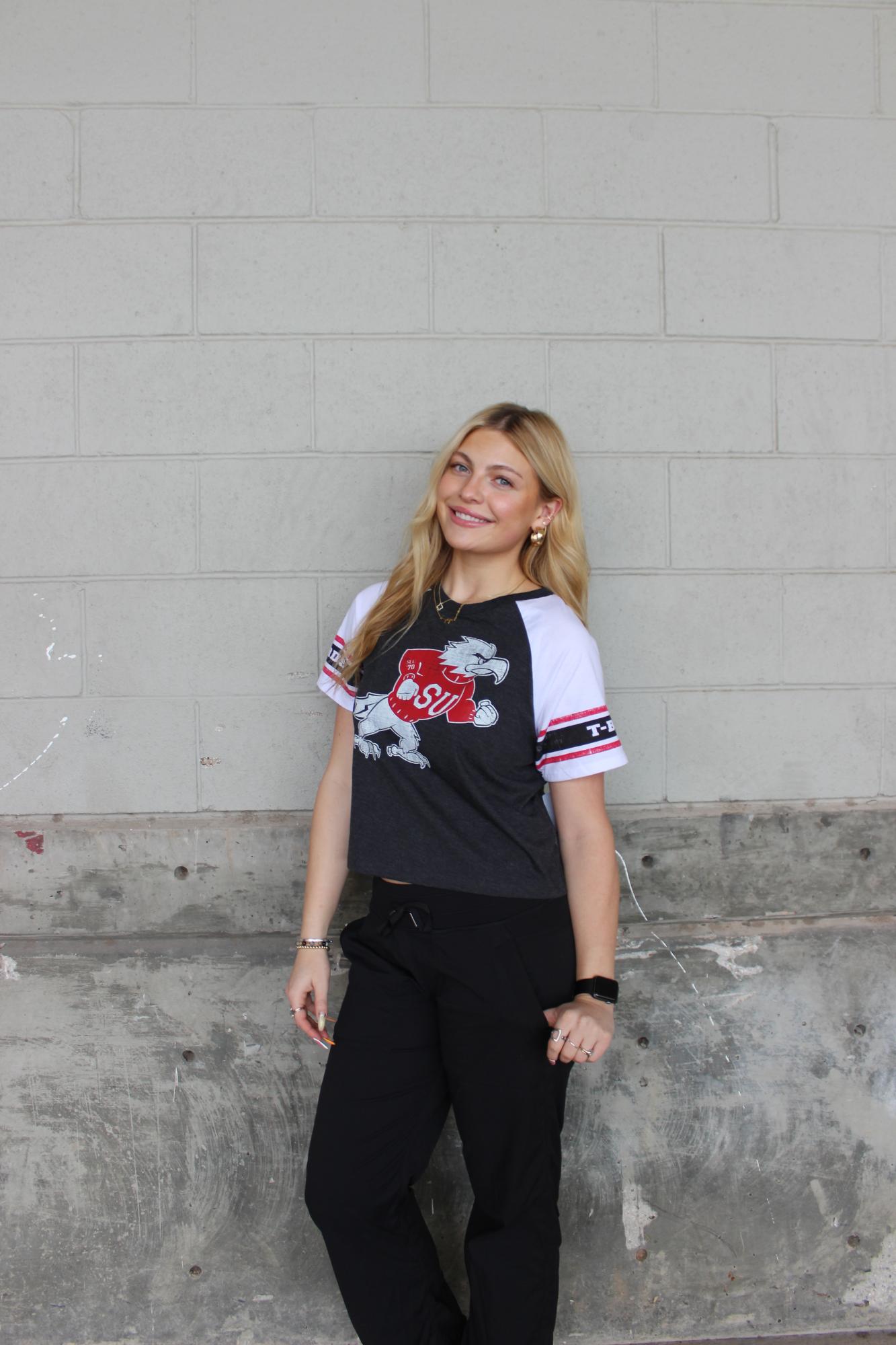 Product image 2 of 3 for COLOSSEUM WOMENS CROP TEE S/S BLACK/WHITE FIGHTING BIRD