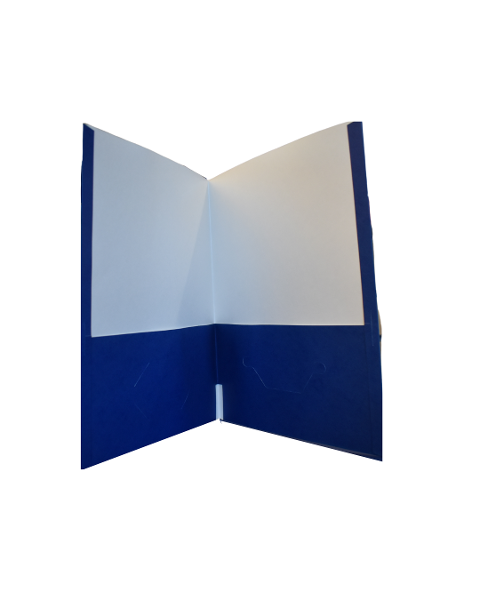 EMBOSSED POCKET FOLDER-DARK BLUE; $0.50
