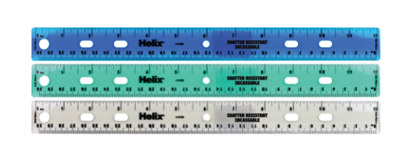 Helix Shatter Resistant 12in Ruler, Assorted Colors; $2.98