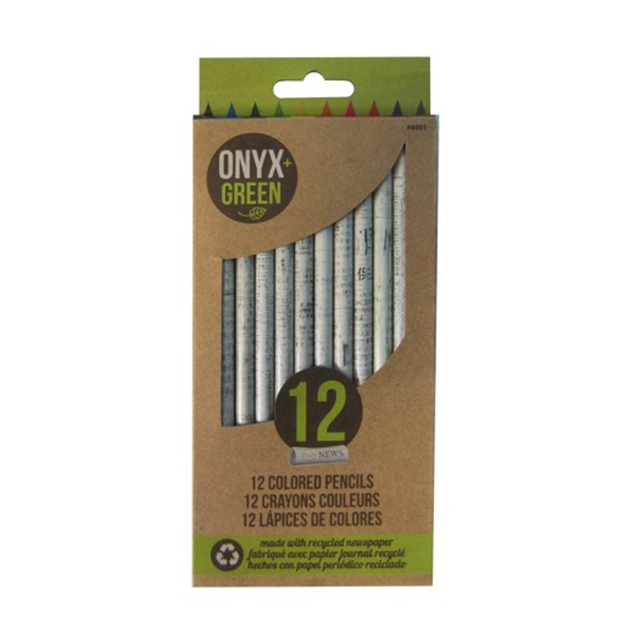 Product image 1 of 2 for Onyx Green 12pk colored pencils sharpened  recycled newspaper