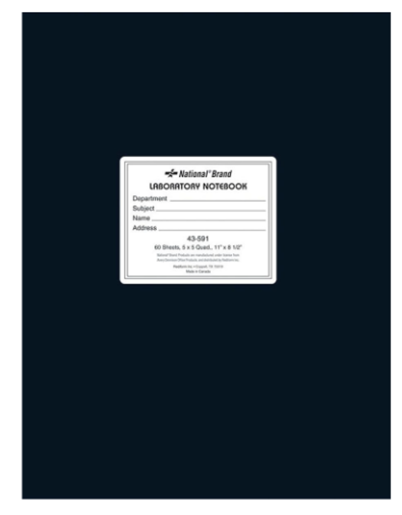 Product image 1 of 1 for NATIONAL LAB NOTEBOOK BLACK 8.5X11 5X5 QUAD