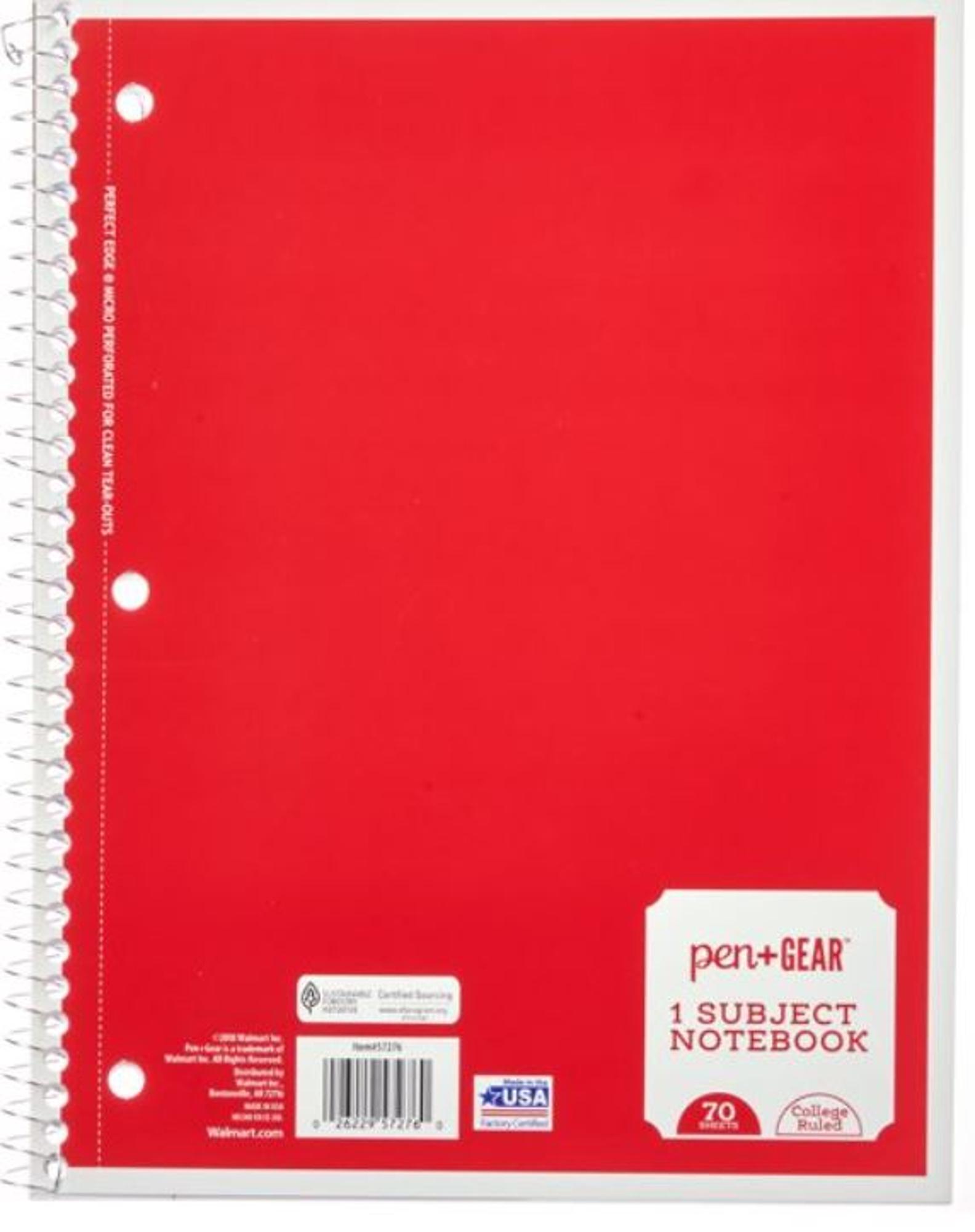 image of: Spiral 1 Subject Notebook