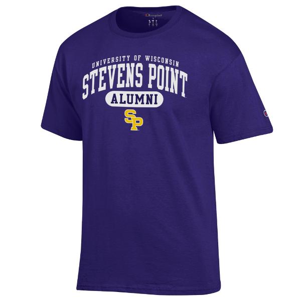 UWSP Champion Alumni Jersey Short Sleeve Tee, Purple; $24.98