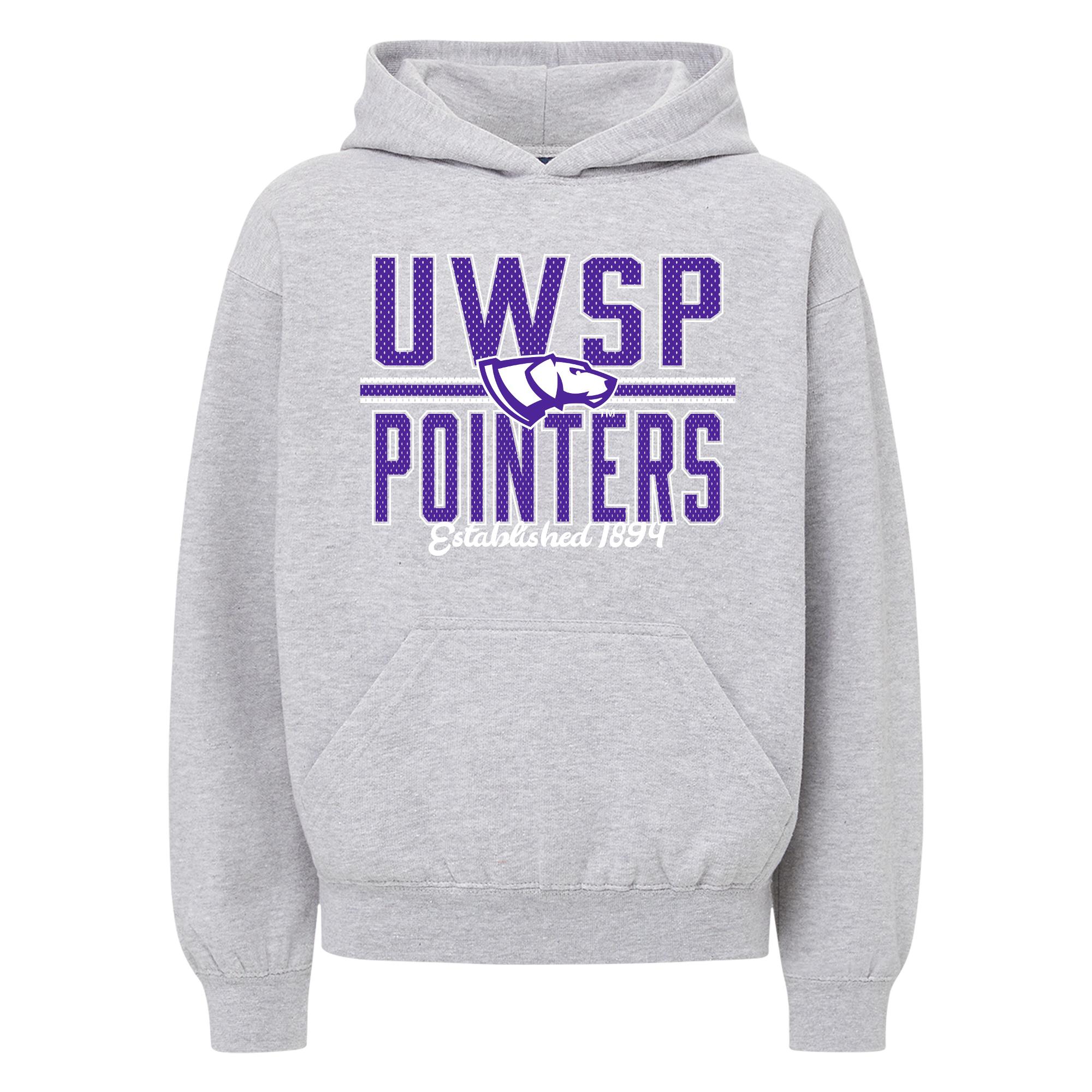 Product image 1 of 1 for UWSP Youth Buddy Hoodie, Pointers Logo, Heather Gray