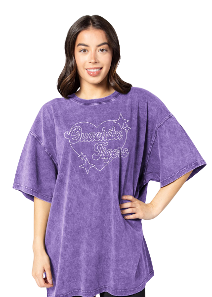 *FINAL SALE* Ouachita Tigers Women's Heart The Band Short Sleeve Tee, Purple; $39.99