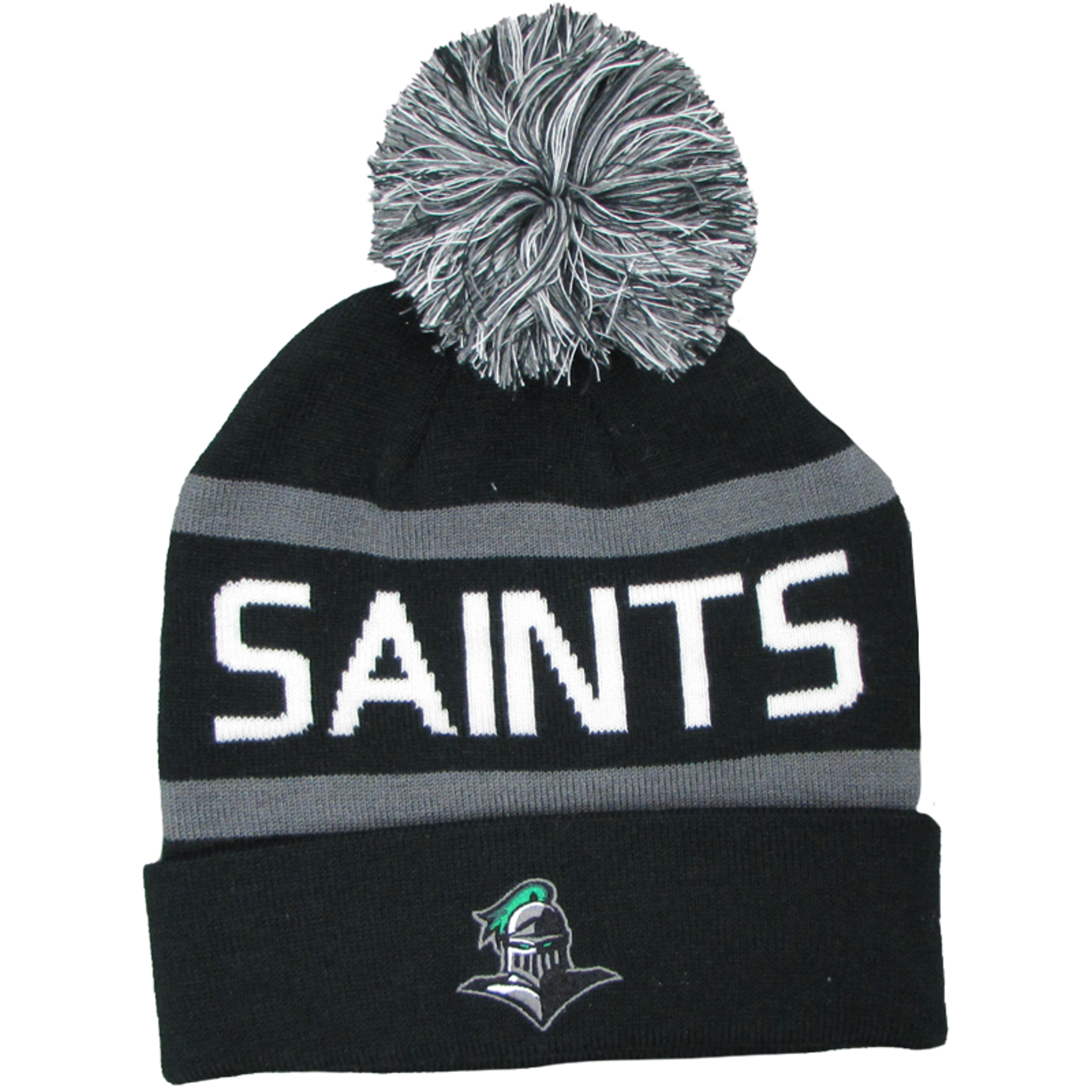 image of: THE GAME SAINTS DOUBLE STRIPE POM POM BEANIE HAT
