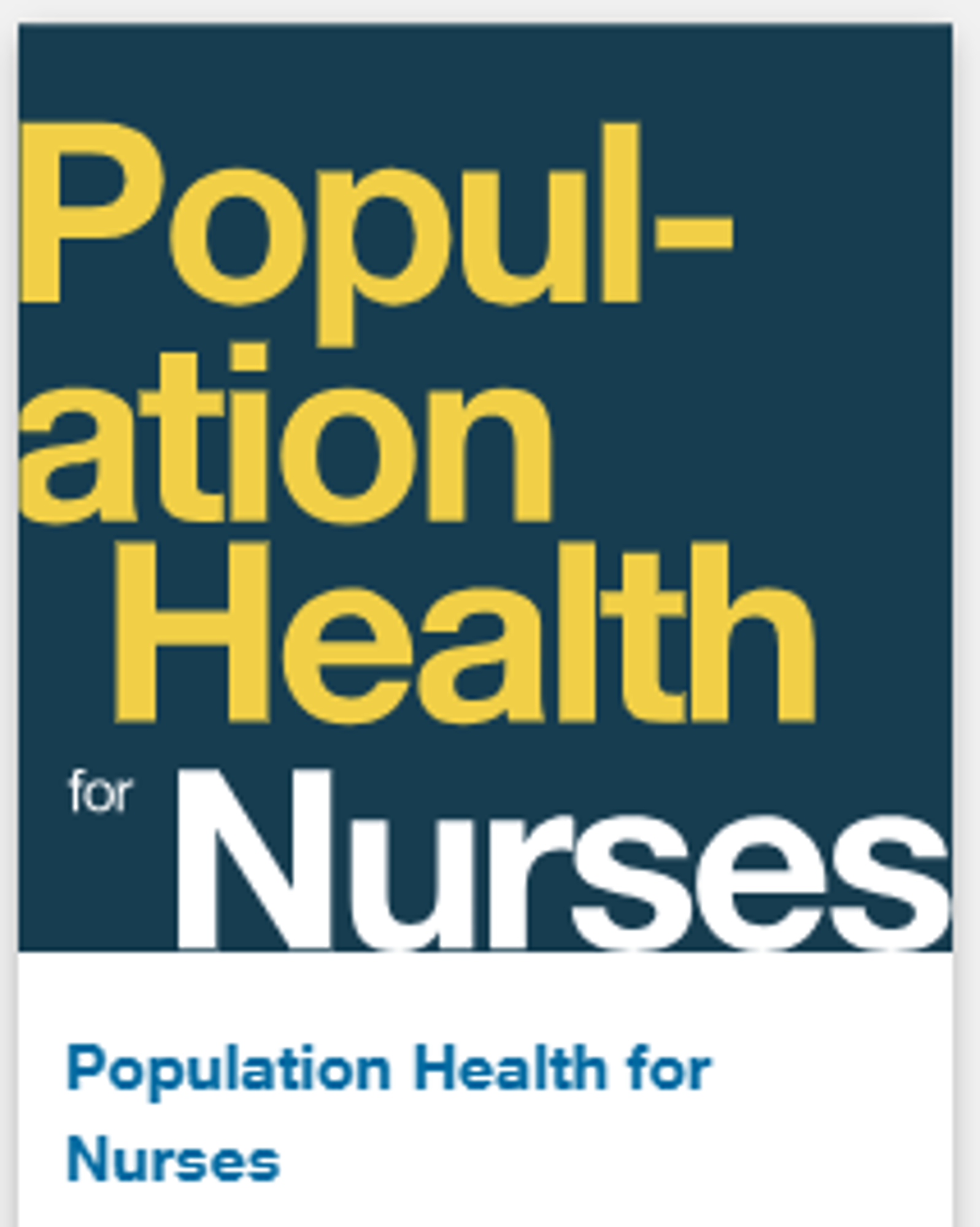 Cover image for Population Health for Nurses