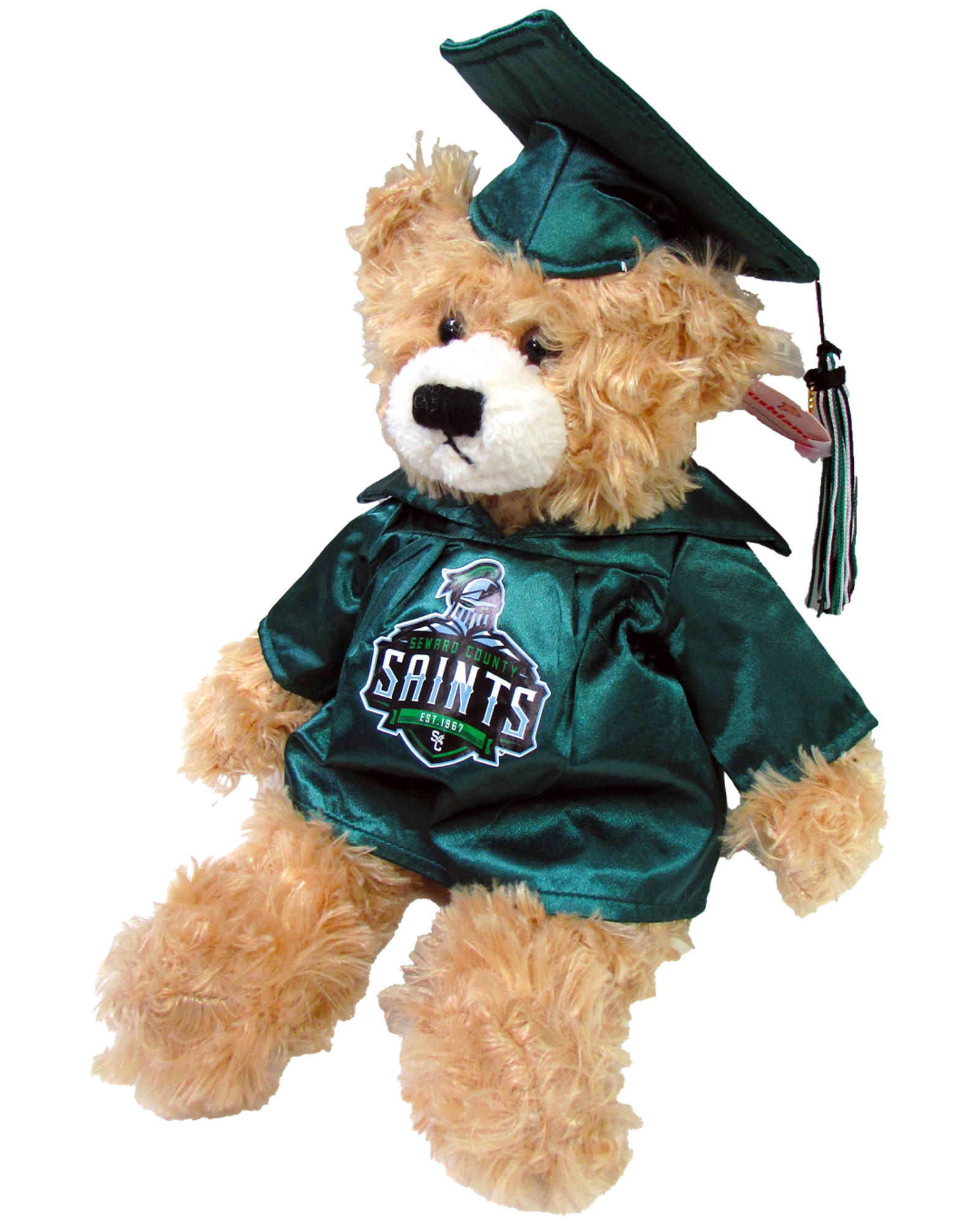 Product image 3 of 3 for Graduation Beige Bear Green Cap & Gown 12"