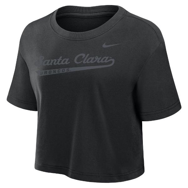 Santa Clara Broncos Nike Women's Dri-Fit Cotton Crop Short Sleeve Tee, Black; $45.00