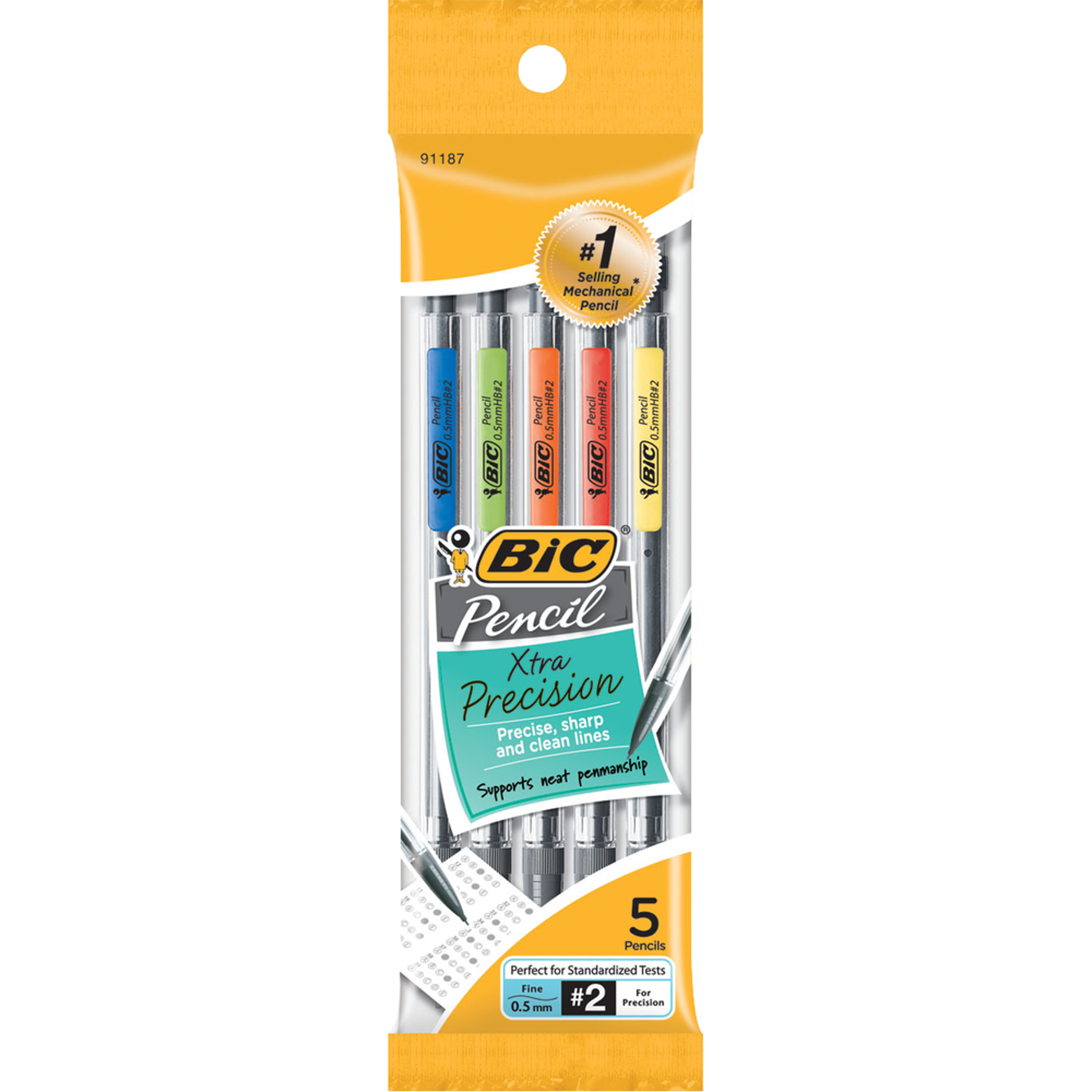 image of: BIC Xtra Precision Mechanical Pencil - Black .5mm 5Pk BP Clear Barrel