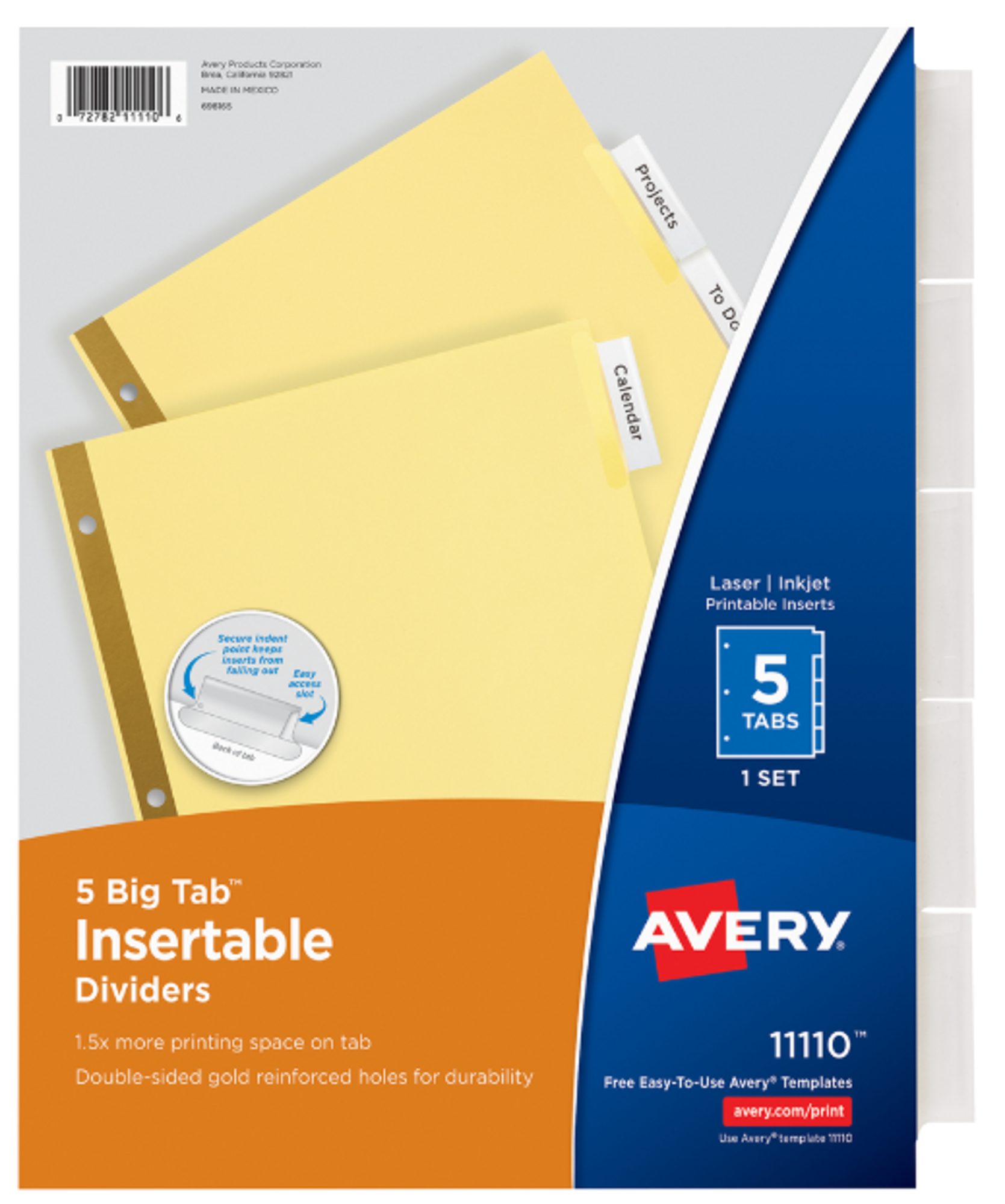 Avery Big Tab Insertable Buff Paper Dividers, 5 Tab