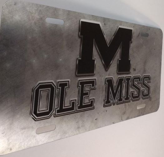 image of: Ole Miss M Raw Metal License Plate