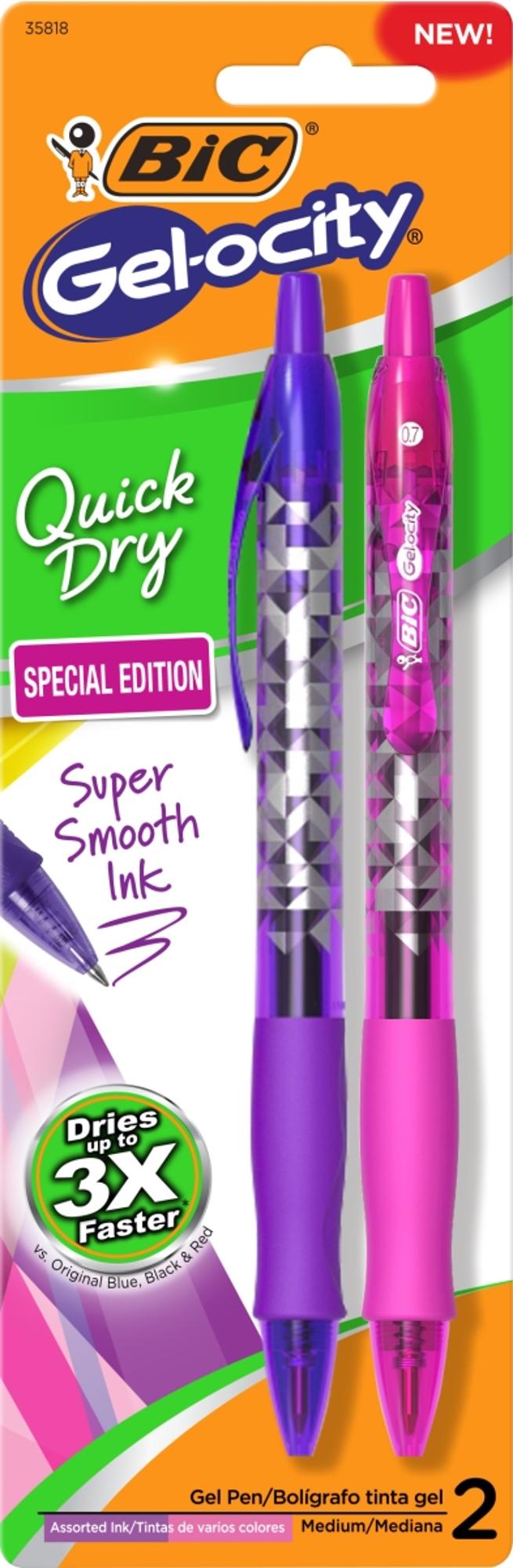 image of: BIC Gel-ocity Quick Dry Retractable Gel Pen - Asst .7mm 2Pk BP Special Edition