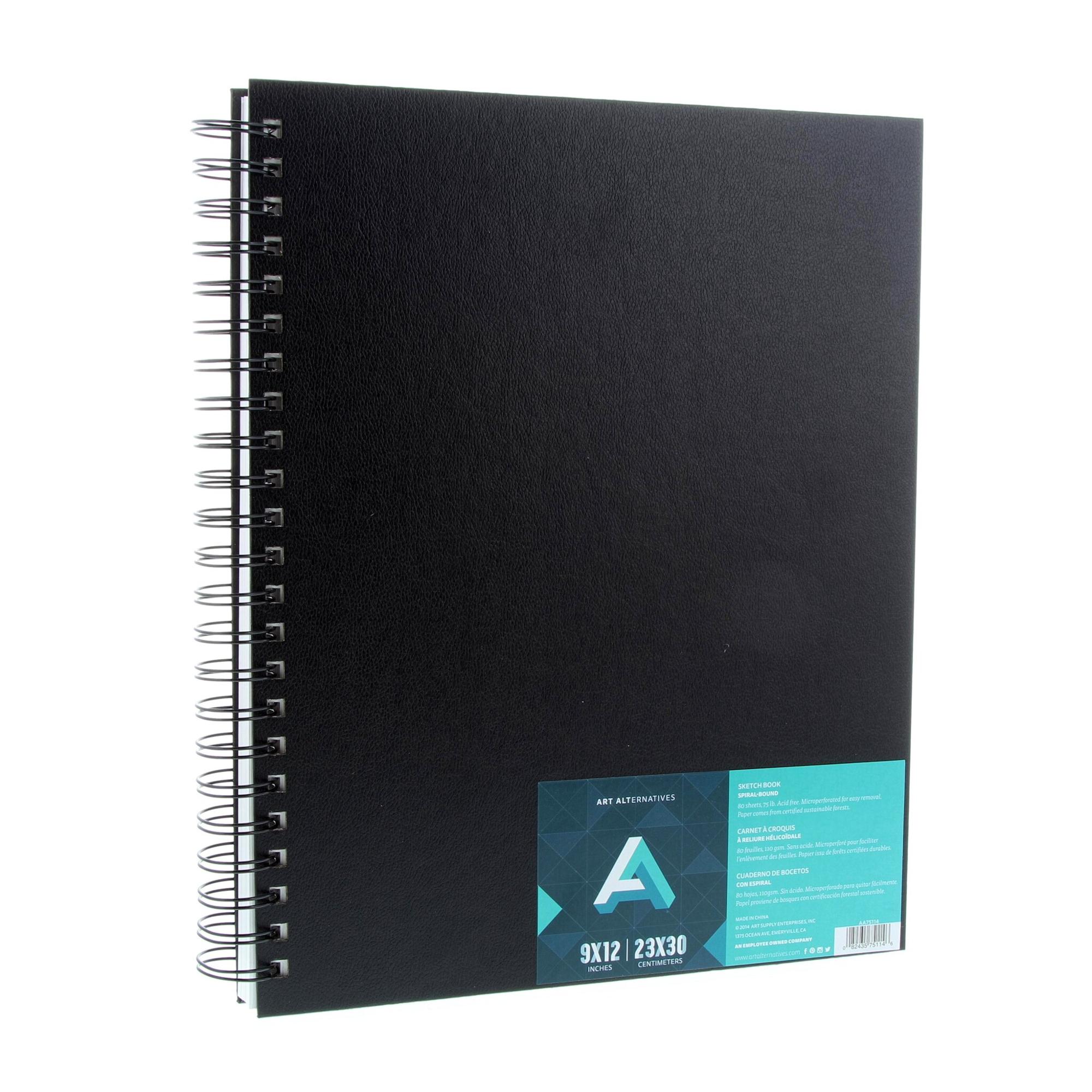 image of: Art Alternatives 9in x 12in Spiral-Bound Sketch Book, Black