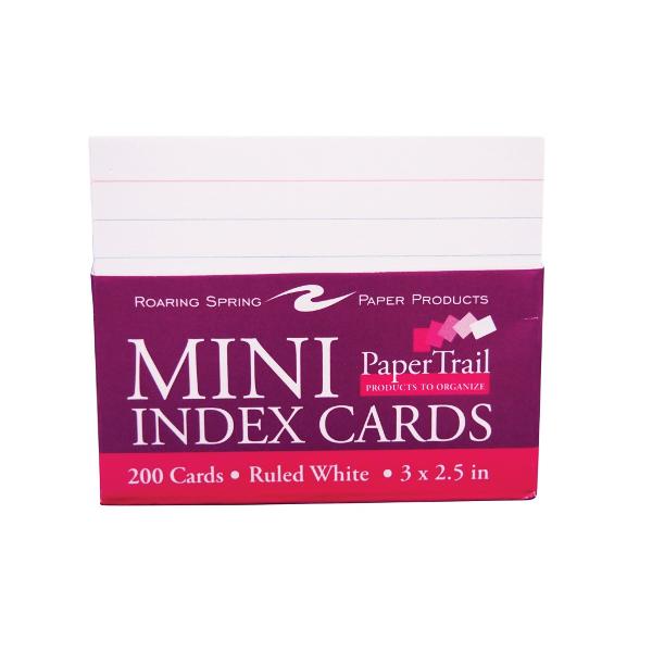200 MINI INDEX CARDS 3 X 2.5 (RULED); $2.79
