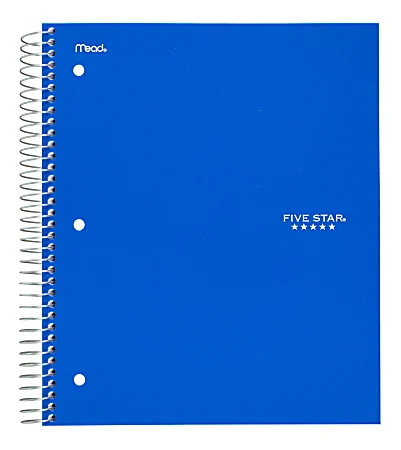 image of: Five Star® Notebook, 1 Subject, College Ruled, 8-1/2" x 11", 100 Sheets, Blue