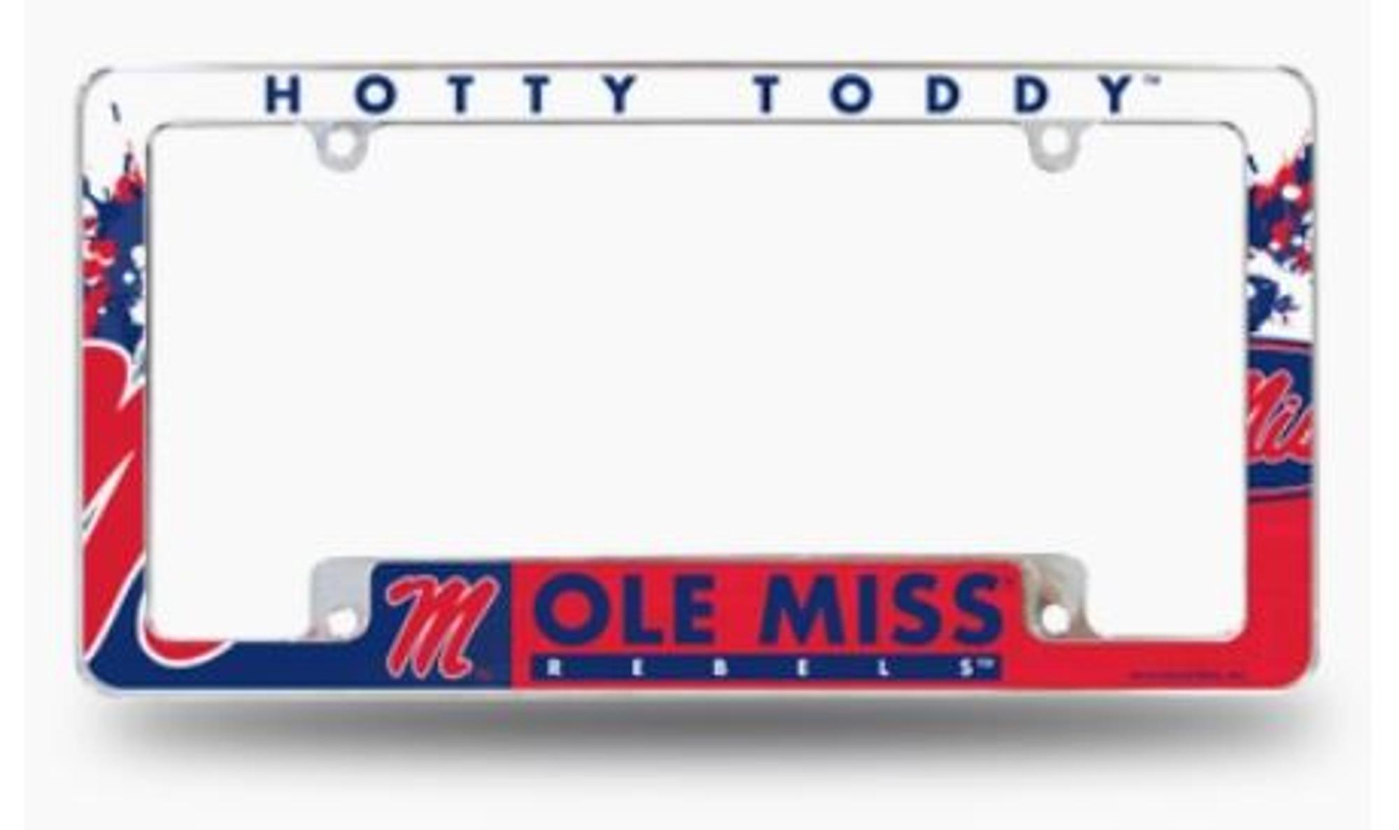image of: Hotty Toddy Ole Miss All Over Chrome License Plate Frame